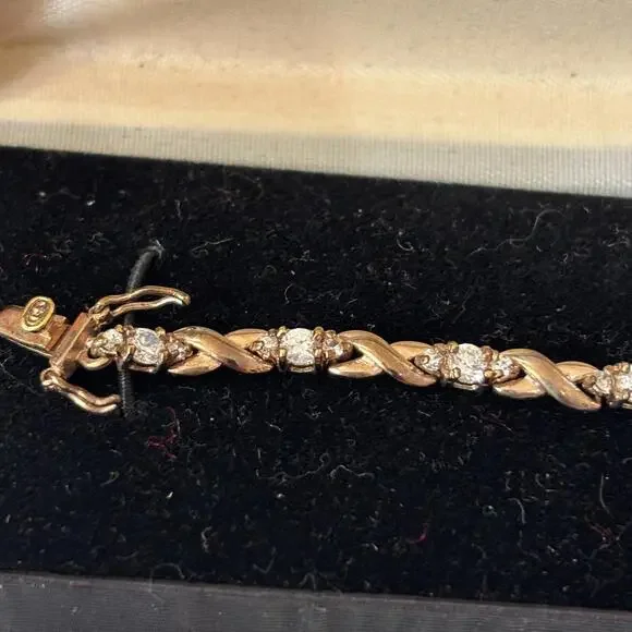 Vtg Vermeil sterling & clear tourmaline tennis bracelet - Picture 3 of 4